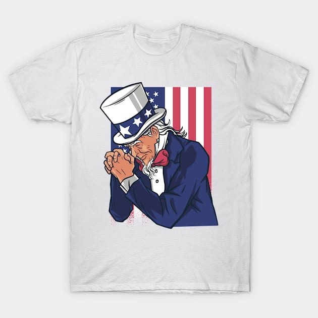 Uncle Sam Praying For Our Nation T-Shirt by BamBam